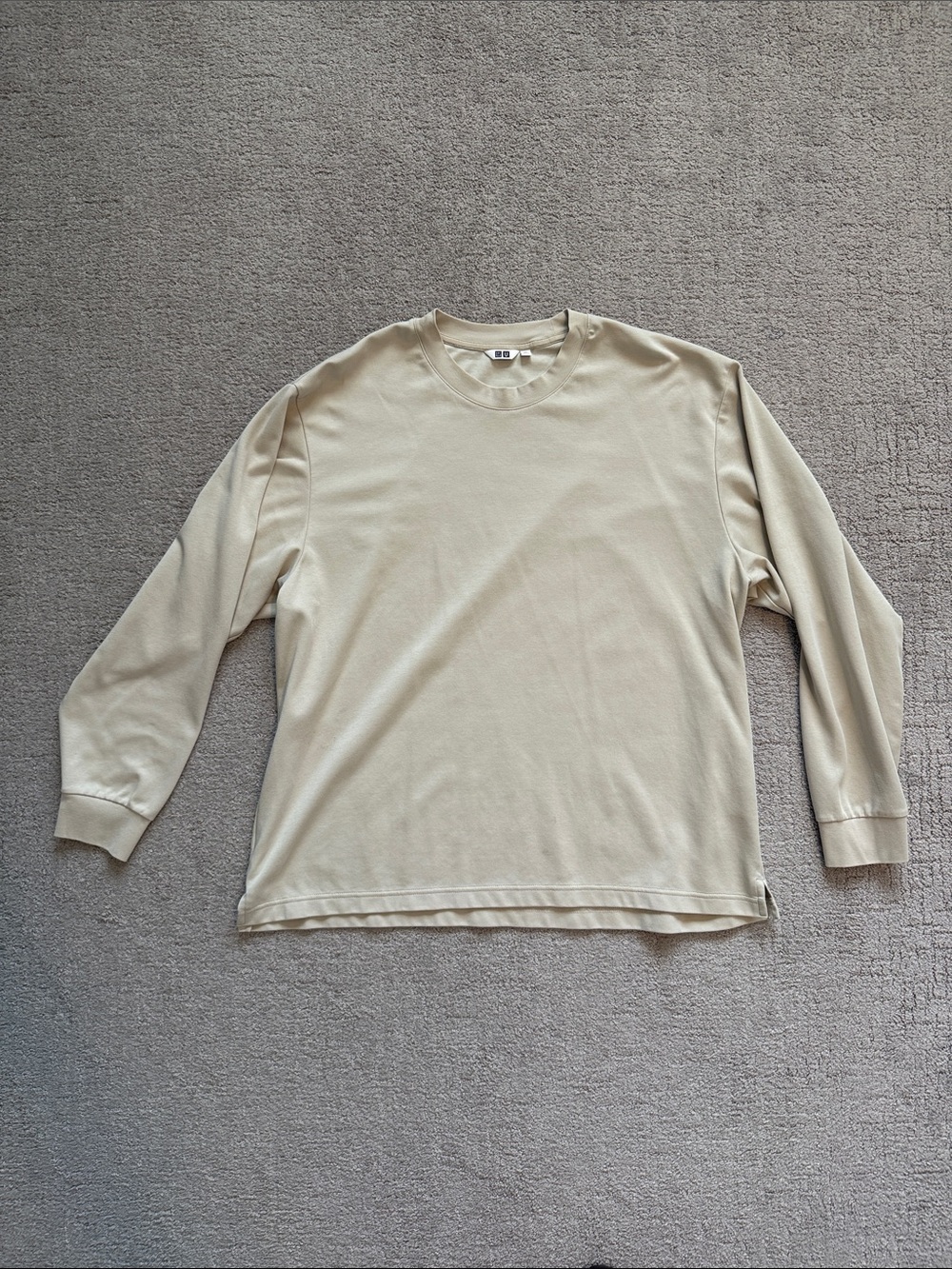 Uniqlo Airism Soft Long Sleeve Crewneck Shirt - Light Beige